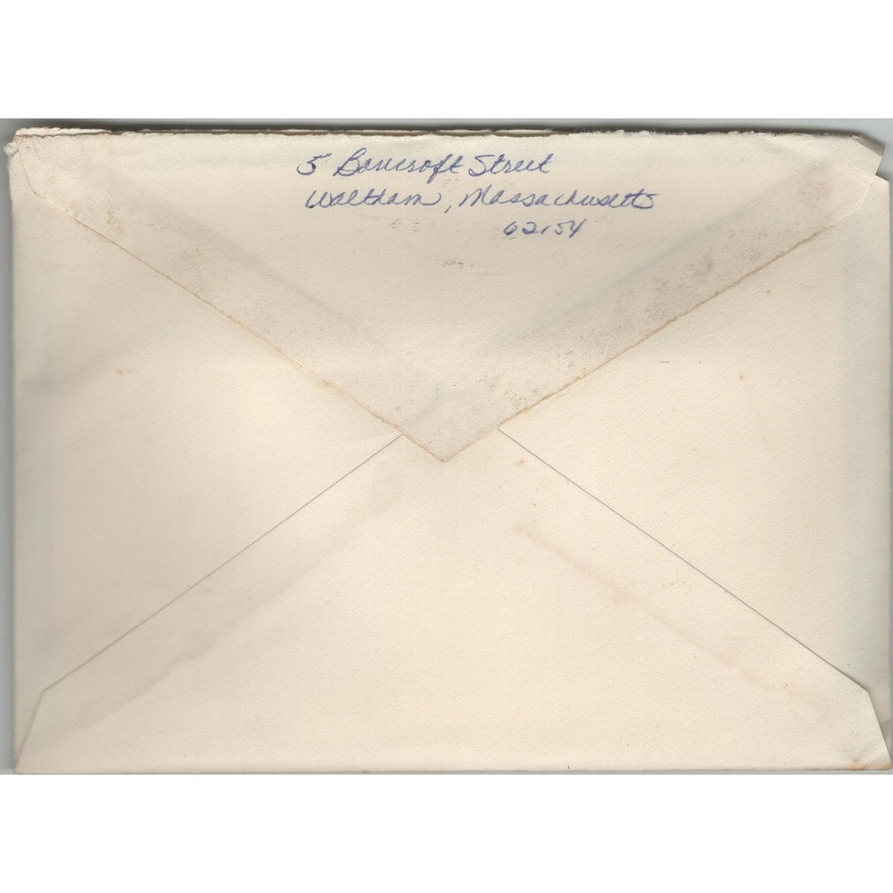 Vtg 1968 Postmarked Envelope 6c FDR Stamp Mission Safety 70 Cancel Waltham MA - Picture 2 of 2